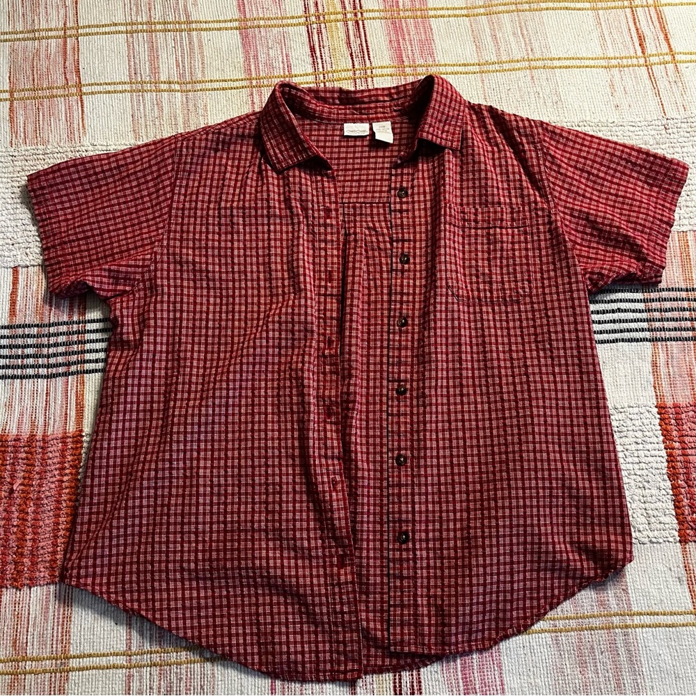 Red Checkered Short Sleeve Shirt